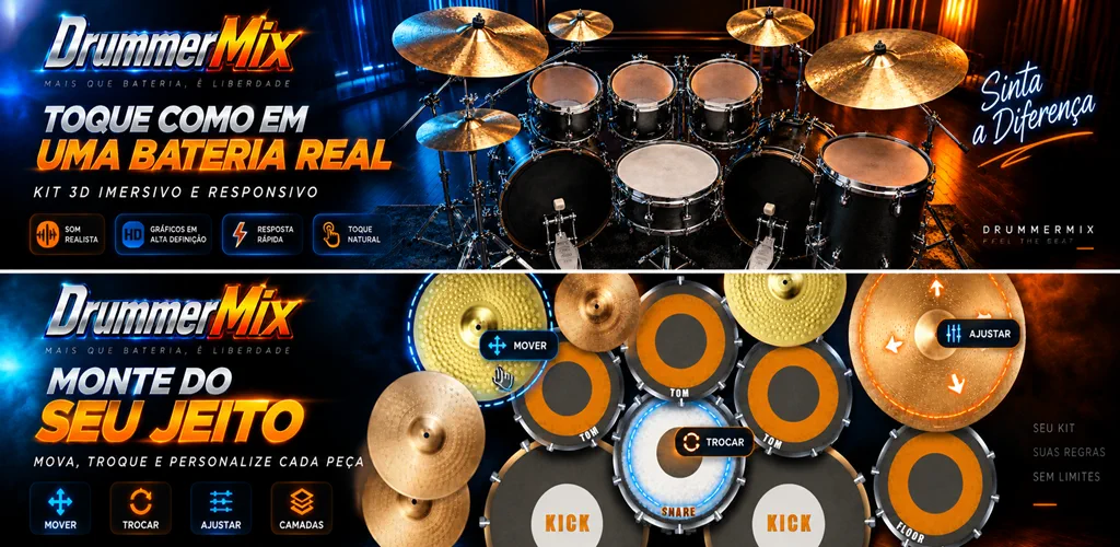 DrummerMix: toque como em uma bateria real e monte o kit do seu jeito
